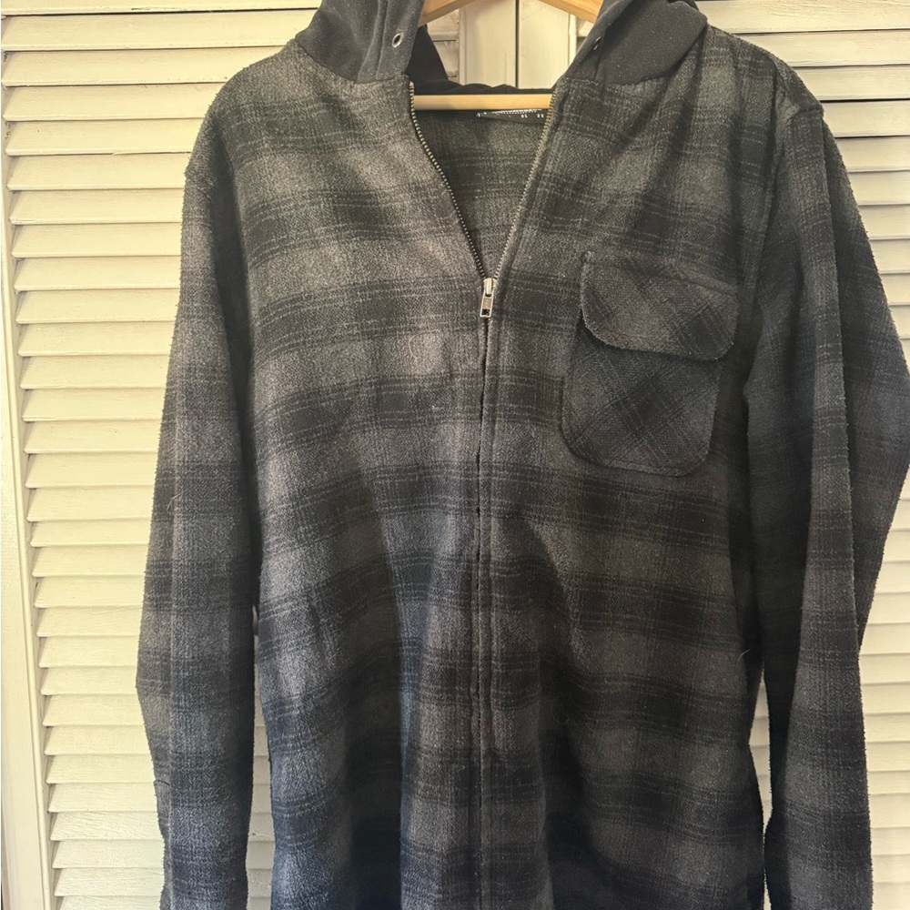 The Hundreds Black Plaid Zip-Up Hoodie